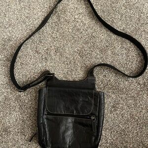 Jack Georges Voyager Black Leather Crossbody Bag